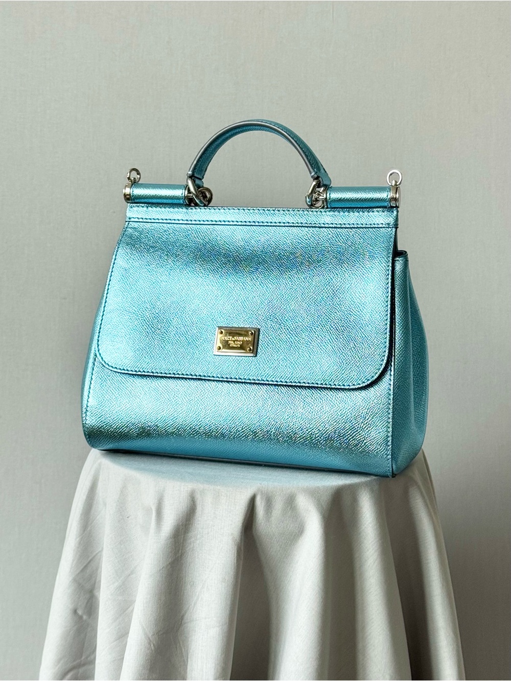 Dolce & Gabbana Medium Sicily Bag Metallic Blue - Rare